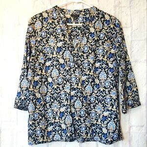 TALBOTS Floral V-neck Lighting Blouse Top